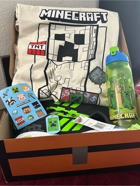 Minecraft X Adidas Pro J Sneakers ,T-shirt, water bottle  and stickers Gift Set